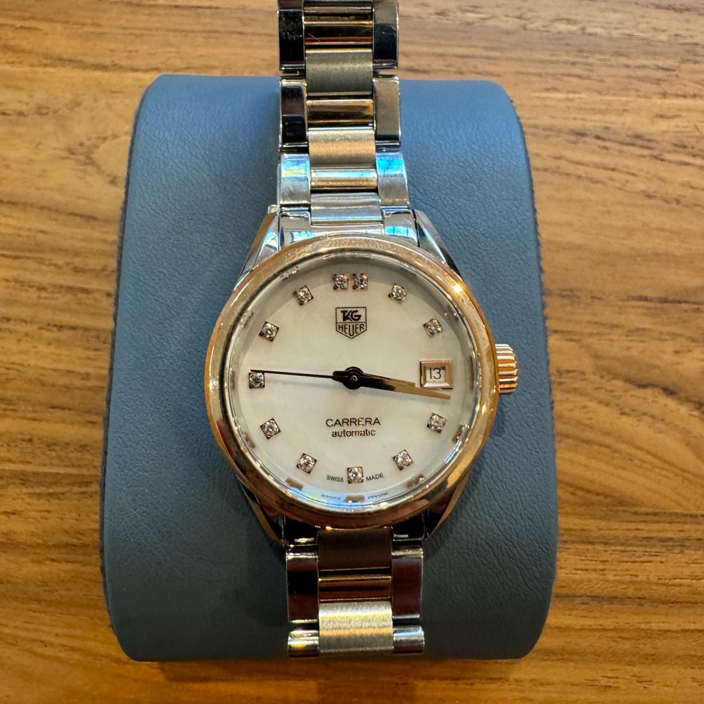 Tag Heuer Carrera Mother Of Pearl Diamond Steel And 18kt Rose Gold Ladies Watch